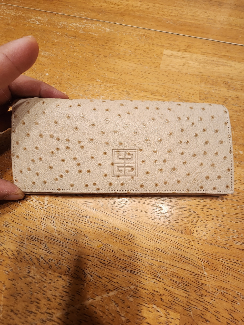 vintage Givenchy long continental wallet made from genuine ostrich leather